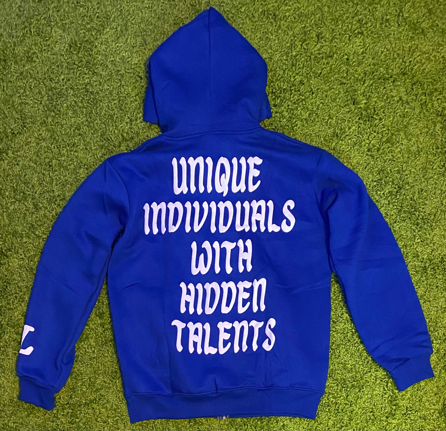 Blue Unique Individuals Zip up Hoodie