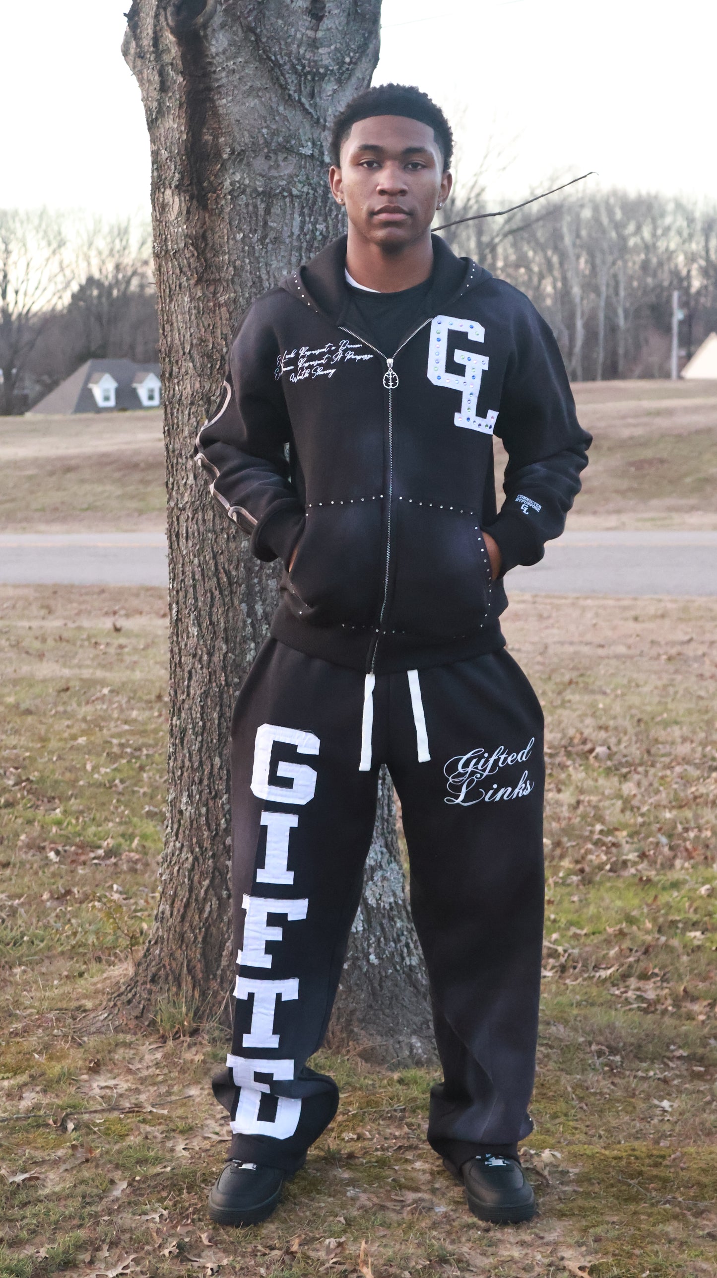 Black GIFTED Signature Rhinestone Sweatsuit