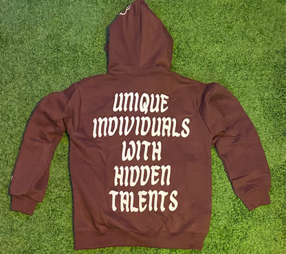 Brown Unique Individuals Zip up Hoodie