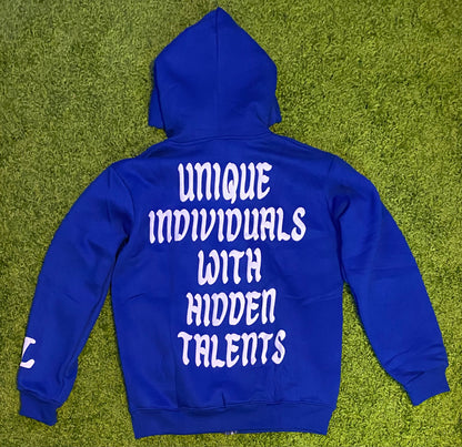 Blue Unique Individuals Zip up Hoodie
