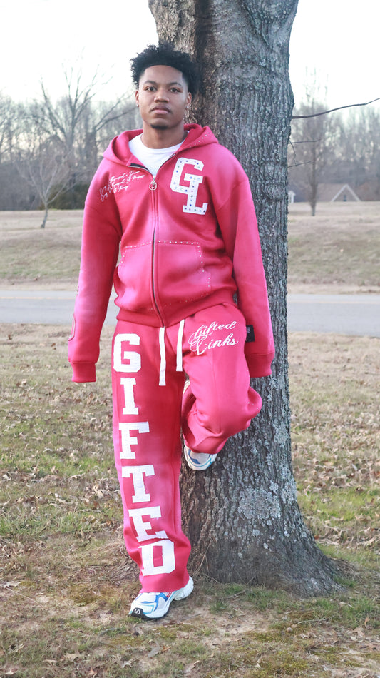 Pink GIFTED Signature Rhinestone Sweatsuit