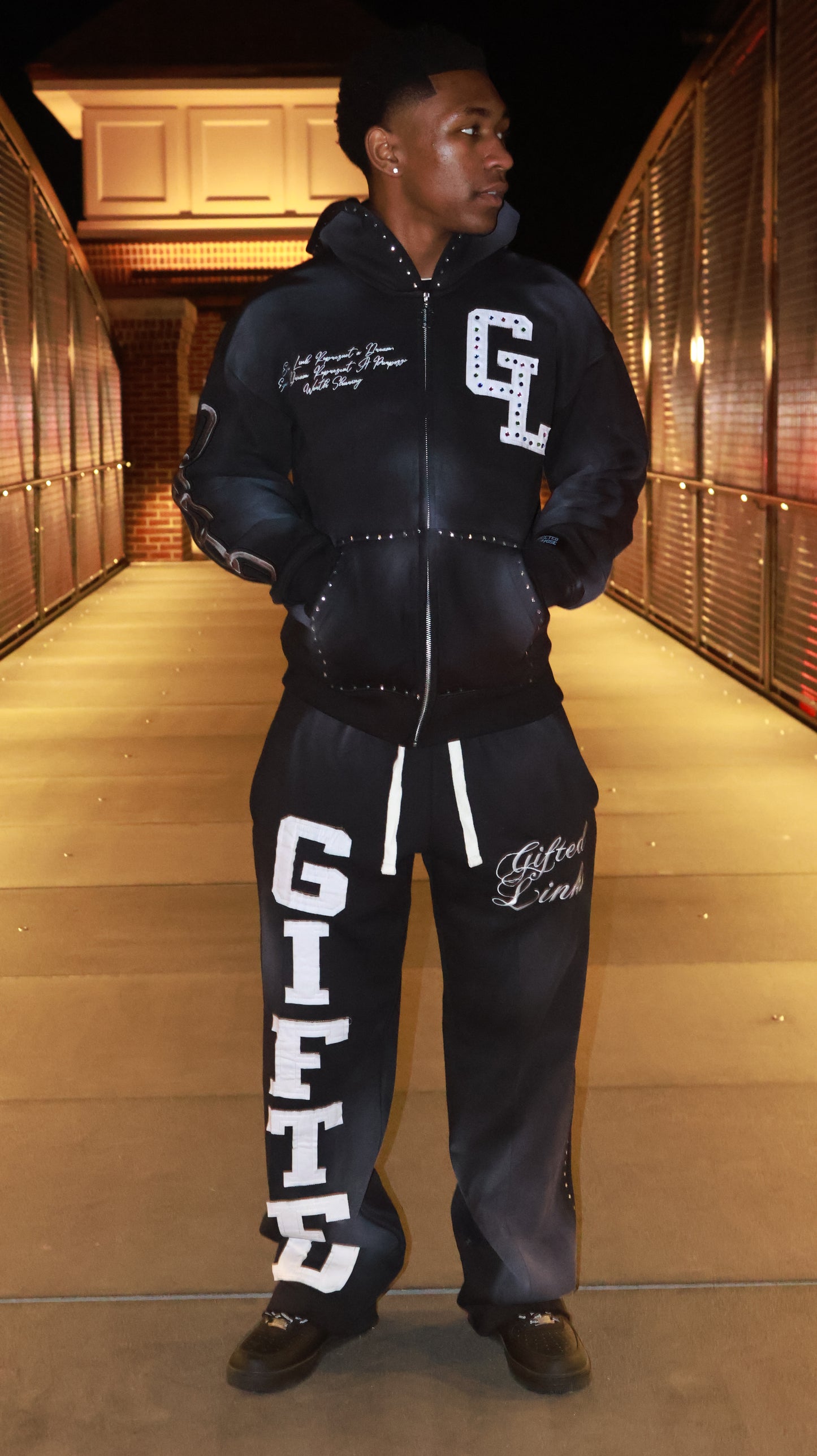 Black GIFTED Signature Rhinestone Sweatsuit