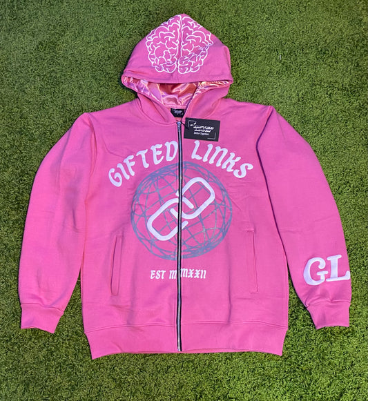 Pink Unique Individuals Zip up Hoodie