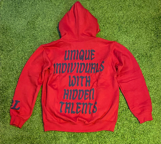 Red Unique Individuals Zip up Hoodie